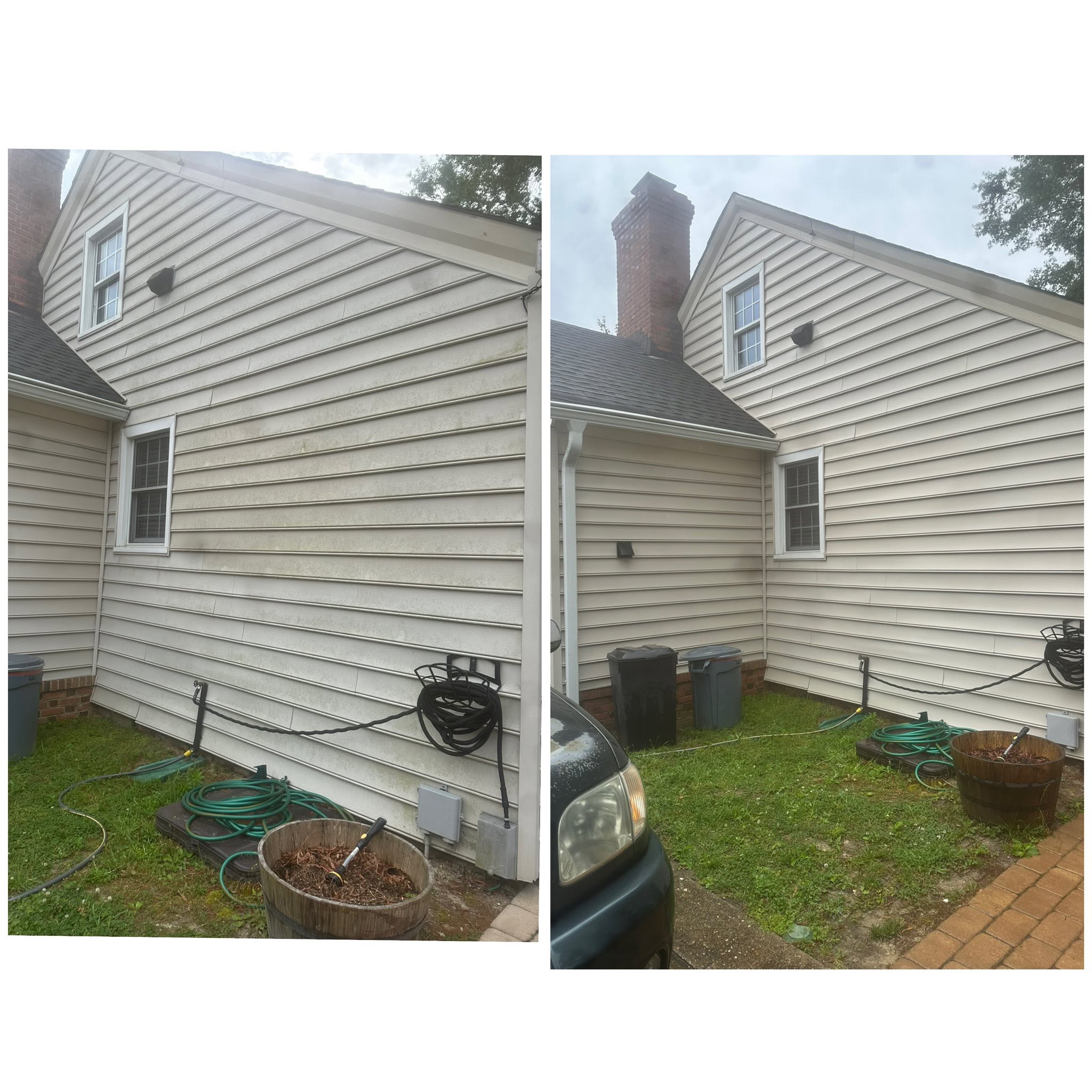 Real before and after results from a pressure washing job in Hampton Roads