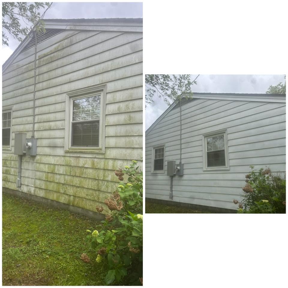 Real before and after results from a pressure washing job in Hampton Roads