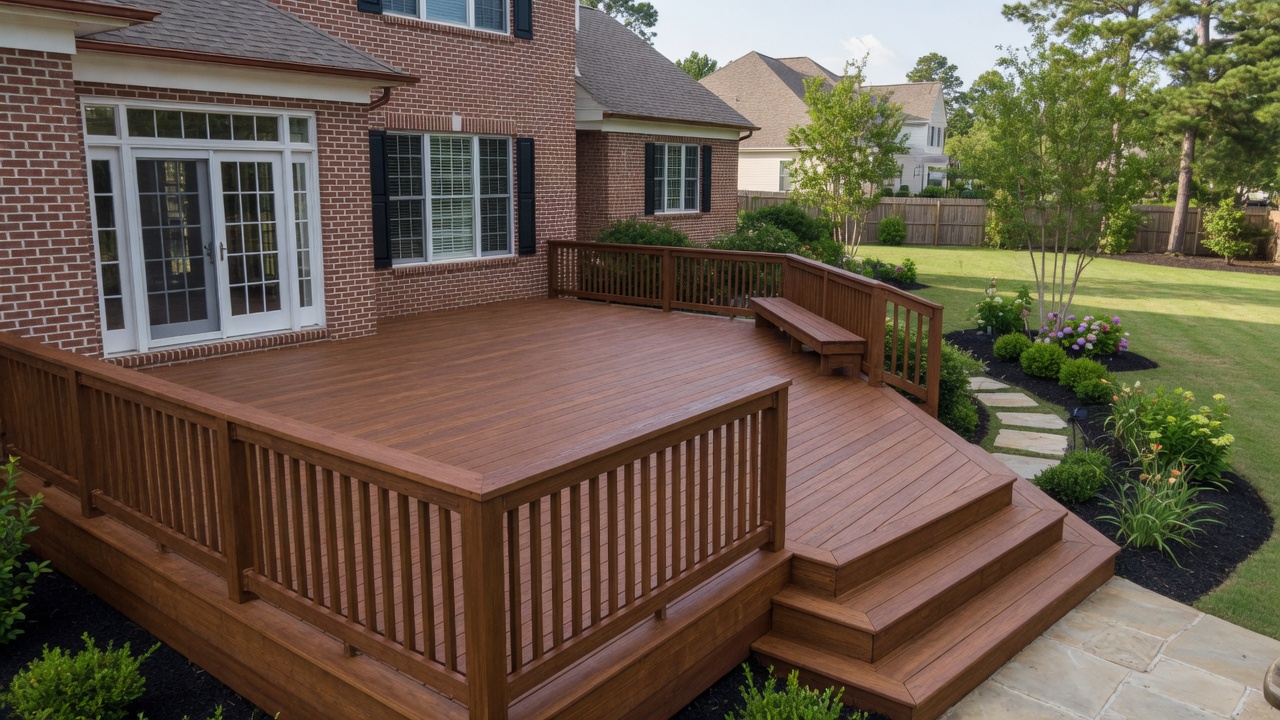 Before and after professional deck building and restoration on a beautiful Chesapeake Virginia home